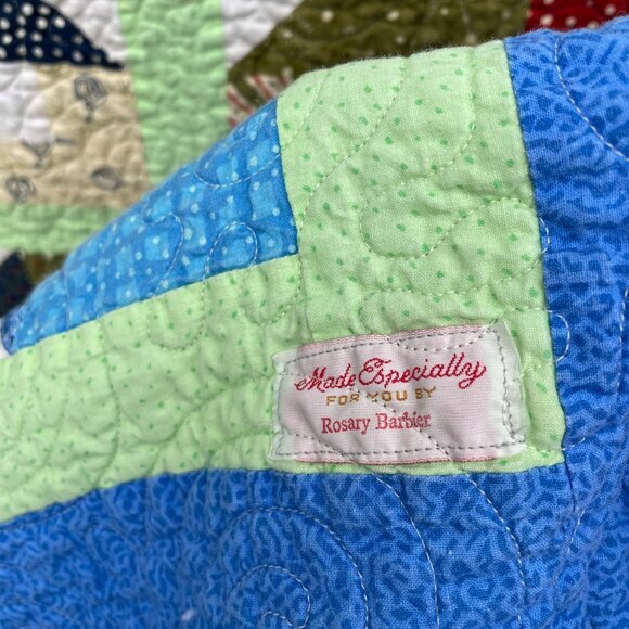 Boxy Stars Throw Quilt Floral Calico Geometric Squares 70" x 59" - Picture 13 of 13